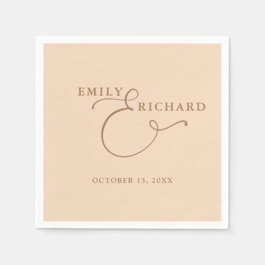 Serviette En Papier Élégant Mariage moderne Soft Peach (Devant)
