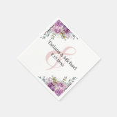 Serviette En Papier élégant mariage moderne violet rose (Coin)