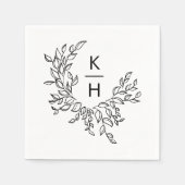 Serviette En Papier Élégant Mariage Monogram Crest (Devant)