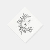 Serviette En Papier Élégant Mariage Monogram Crest (Coin)