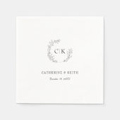 Serviette En Papier Élégant Mariage Monogramme (Devant)