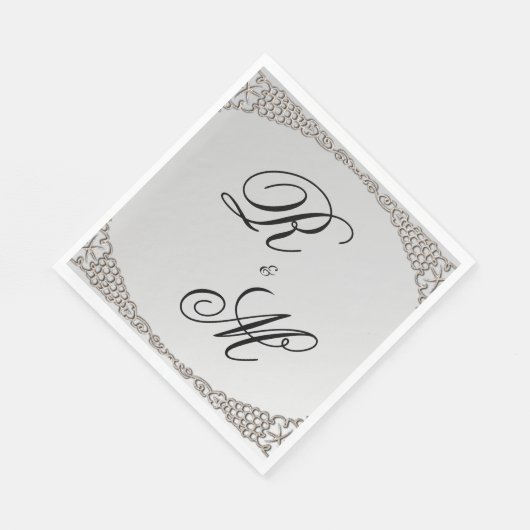 Serviette En Papier Élégant Mariage monogramme argent (Coin)