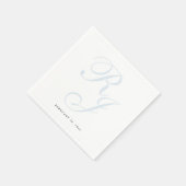 Serviette En Papier Élégant Mariage Monogramme bleu Dusty (Coin)
