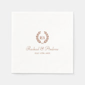 Serviette En Papier Élégant Mariage Monogramme brûlé orange (Devant)