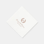 Serviette En Papier Élégant Mariage Monogramme brûlé orange (Coin)