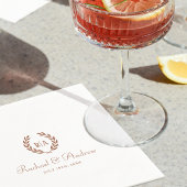 Serviette En Papier Élégant Mariage Monogramme brûlé orange