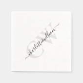 Serviette En Papier Élégant Mariage monogramme classique (Devant)
