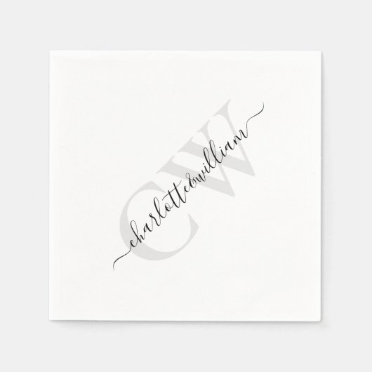 Serviette En Papier Élégant Mariage monogramme classique (Devant)