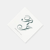 Serviette En Papier Élégant Mariage Monogramme Emerald Green (Coin)