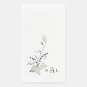 Serviette En Papier Élégant Mariage Monogramme Lavande Foliage (Devant)
