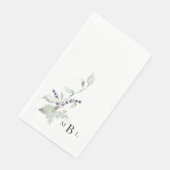 Serviette En Papier Élégant Mariage Monogramme Lavande Foliage (Coin)