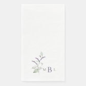 Serviette En Papier Élégant Mariage Monogramme Lavande Foliage (Devant)
