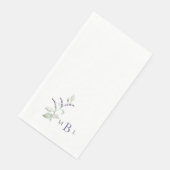 Serviette En Papier Élégant Mariage Monogramme Lavande Foliage (Coin)