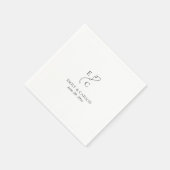 Serviette En Papier Élégant mariage Monogramme Logo Initiales Noms Dat (Coin)