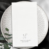 Serviette En Papier Élégant mariage Monogramme Logo Initiales Noms Dat