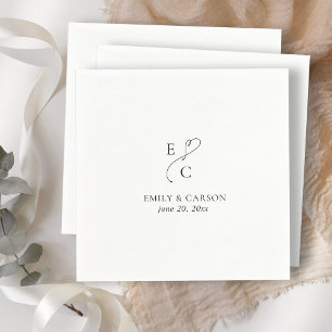 Serviette En Papier Élégant mariage Monogramme Logo Initiales Noms Dat