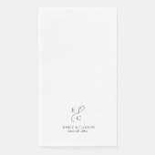 Serviette En Papier Élégant mariage Monogramme Logo Initiales Noms Dat (Devant)