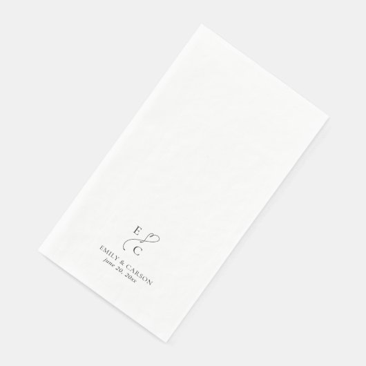 Serviette En Papier Élégant mariage Monogramme Logo Initiales Noms Dat (Coin)