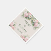 Serviette En Papier Élégant Mariage musulman rose et blanc (Coin)