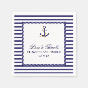 Serviette En Papier Élégant Mariage nautique
