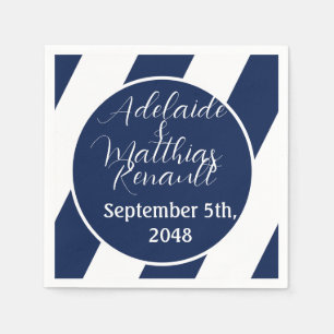 Serviette En Papier Élégant Mariage Nautique trié - Bleu Marine, Blanc