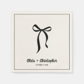 Serviette En Papier Élégant Mariage noir Bow serviettes personnalisées (Devant)