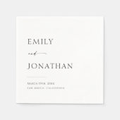 Serviette En Papier Élégant Mariage noir et blanc (Devant)