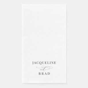 Serviette En Papier Élégant Mariage noir et blanc