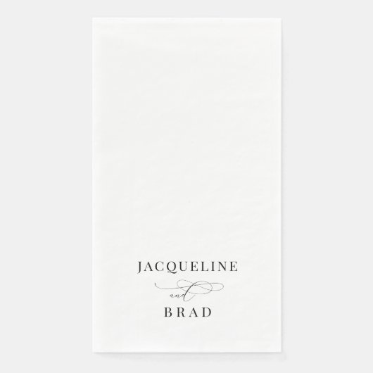 Serviette En Papier Élégant Mariage noir et blanc (Devant)