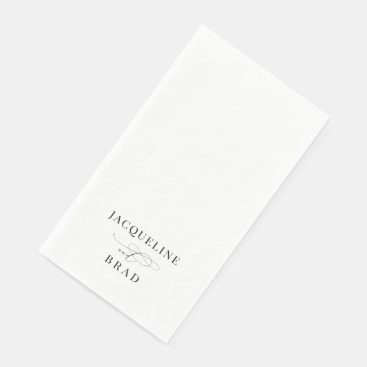Serviette En Papier Élégant Mariage noir et blanc (Coin)