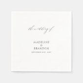 Serviette En Papier Élégant Mariage noir et blanc (Devant)