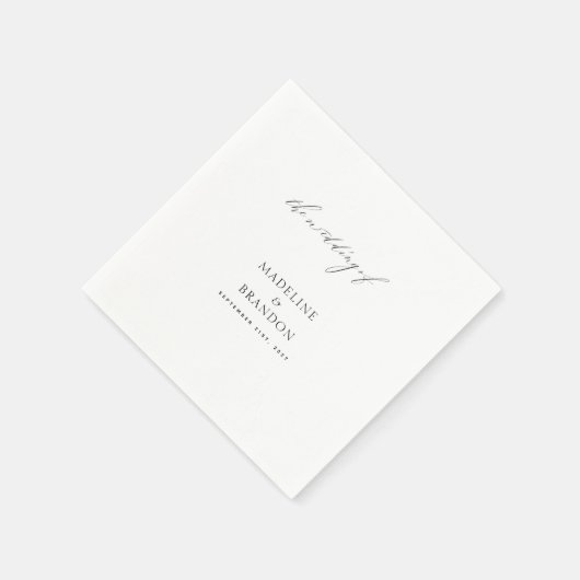 Serviette En Papier Élégant Mariage noir et blanc (Coin)