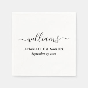 Serviette En Papier Élégant Mariage noir et blanc