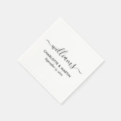 Serviette En Papier Élégant Mariage noir et blanc (Coin)