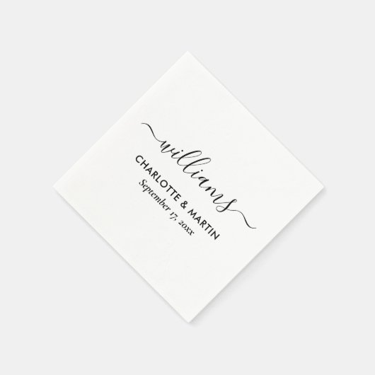 Serviette En Papier Élégant Mariage noir et blanc (Coin)