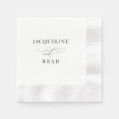 Serviette En Papier Élégant Mariage noir et blanc (Devant)