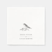 Serviette En Papier Elégant Mariage noir et blanc (Devant)