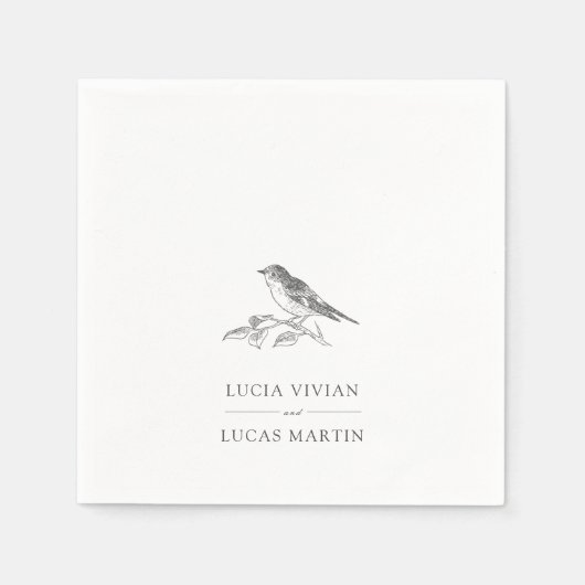 Serviette En Papier Elégant Mariage noir et blanc (Devant)