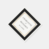 Serviette En Papier Élégant Mariage noir et or (Coin)