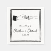 Serviette En Papier Elégant Mariage noir rétro tiré à la main (Devant)