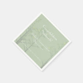 Serviette En Papier Elégant Mariage Nouveaux mariés Sage Green Tree Ar (Coin)