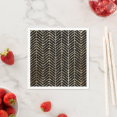 Serviette En Papier Élégant Mariage nuptial Black & Gold Chevron (En situation)