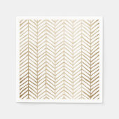 Serviette En Papier Élégant Mariage nuptial Gold & White Chevron (Devant)