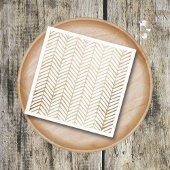 Serviette En Papier Élégant Mariage nuptial Gold & White Chevron