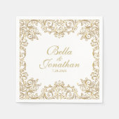 Serviette En Papier Élégant Mariage officiel Or & blanc personnalisé (Devant)