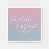 Serviette En Papier Élégant Mariage Ombre Rose Et Bleu Dusty (Devant)