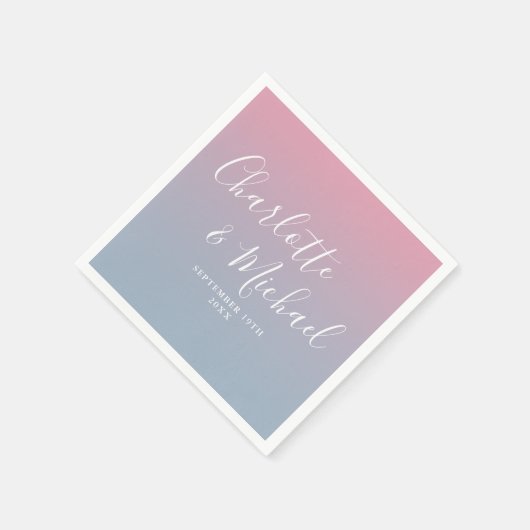 Serviette En Papier Élégant Mariage Ombre Rose Et Bleu Dusty (Coin)