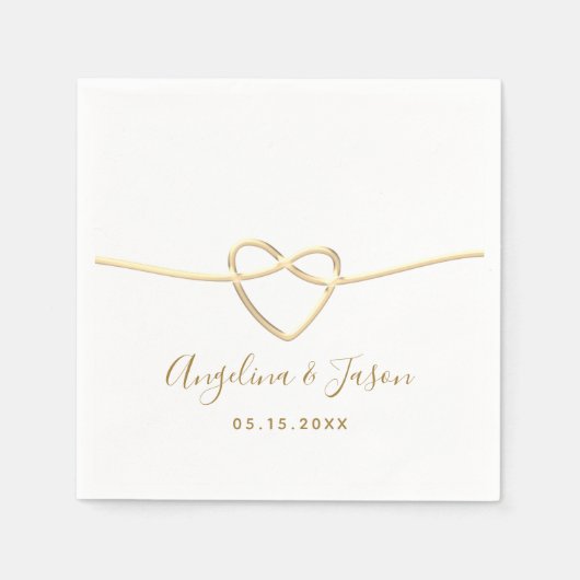 Serviette En Papier Élégant Mariage Or (Devant)