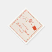 Serviette En Papier Elégant Mariage Orange Retro tiré à la main (Coin)