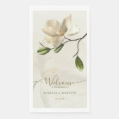 Serviette En Papier Élégant Mariage oriental blanc Magnolia (Devant)